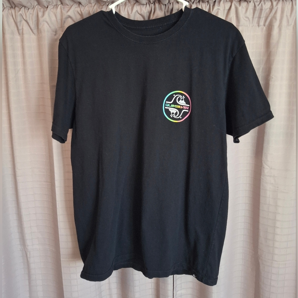 Quiksilver Black Regular Fit Short Sleeve T Shirt Graphic Logo Size Large